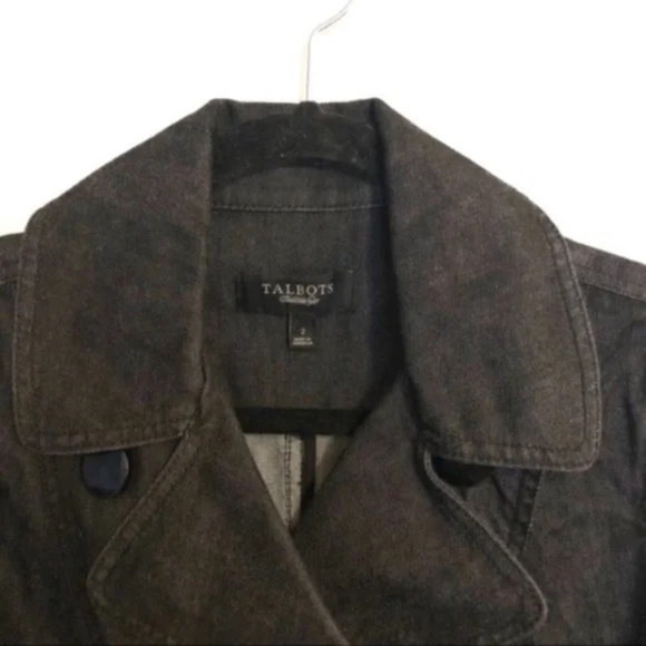 NWOT Talbots Denim Double Breasted Jacket Black - Picture 2 of 6